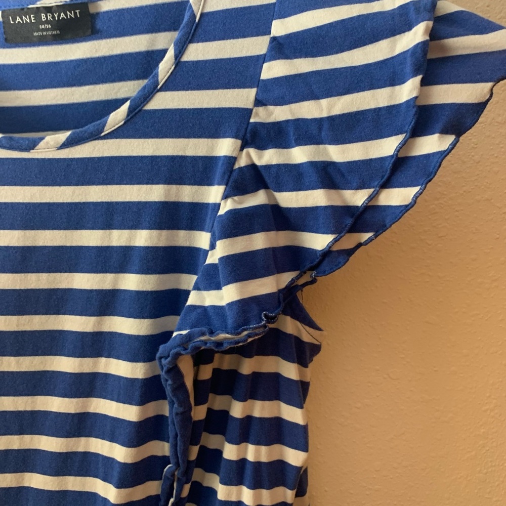 Lane Bryant (2 tops)Blue and White Striped Top and Pink Pinstriped Top - Picture 10 of 16